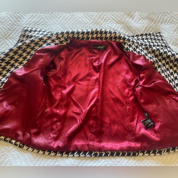 VTG Black Rivet Retro Hounds Tooth Wool Blend Jacket Black & White Large - Picture 11 of 14